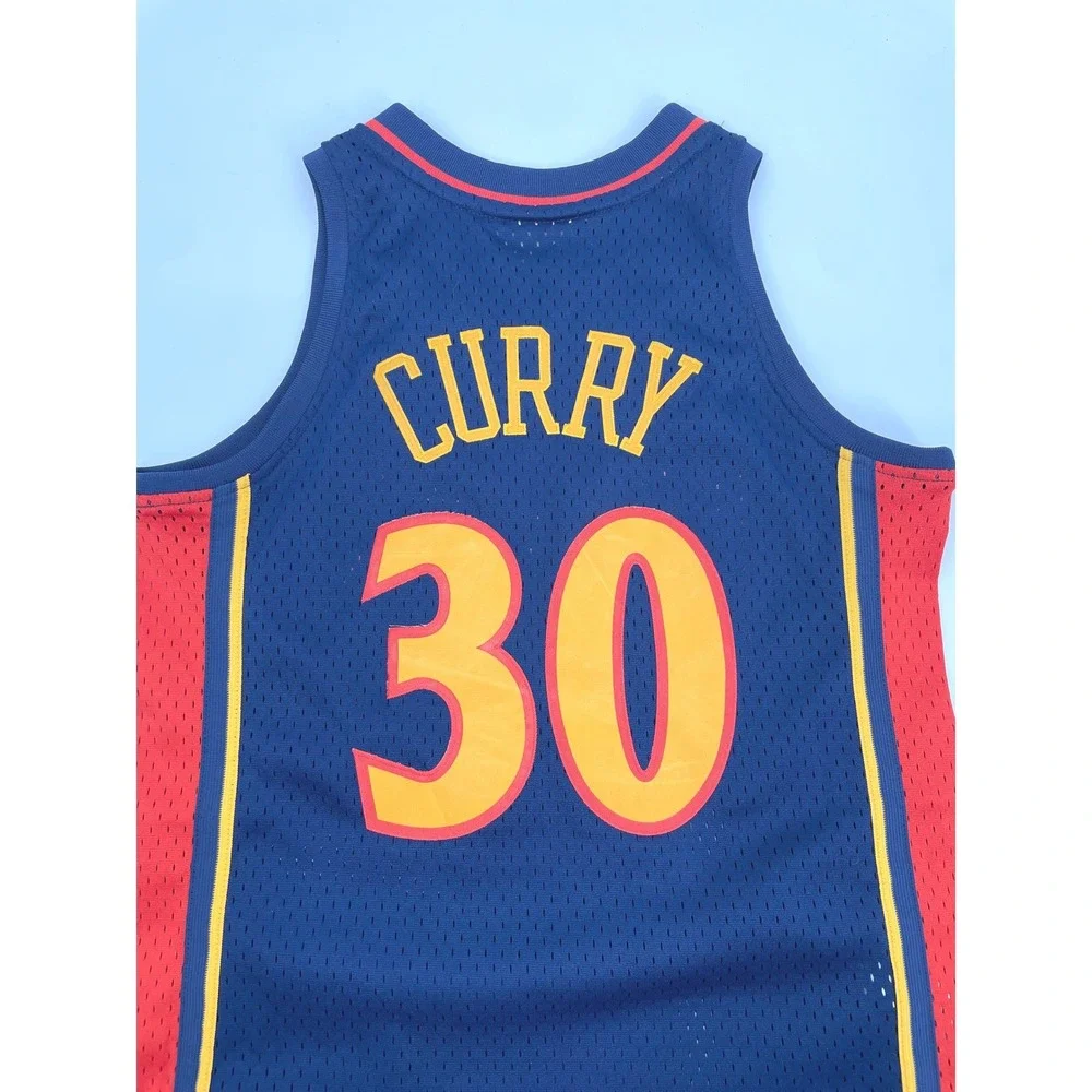 Mitchell & Ness Warriors Jersey Kids Medium 10/12 Blue Curry 30 HWC‎ NBA Road